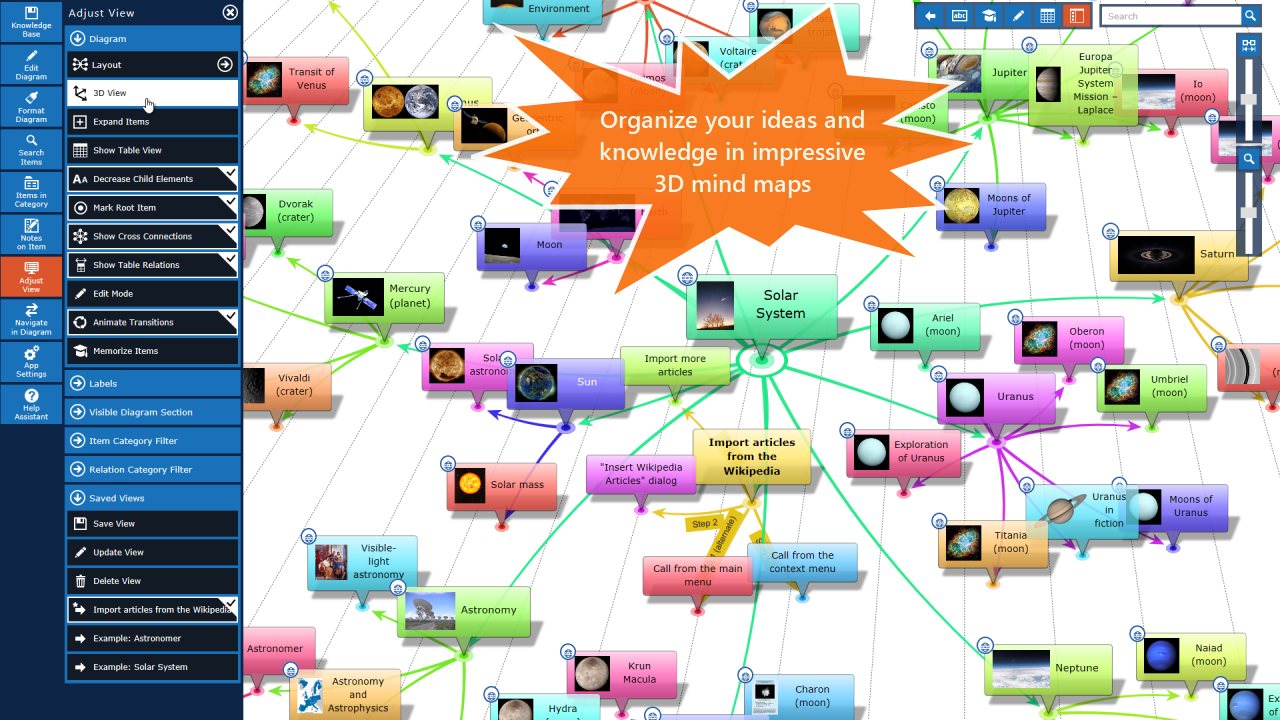 Create amazing 3D mind maps and flowcharts