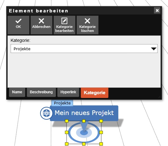 Eigenschaften-Dialog im Tab 'Kategorie'