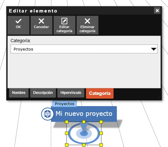 Cuadro de diálogo de propiedades en la pestaña 'Categoría'