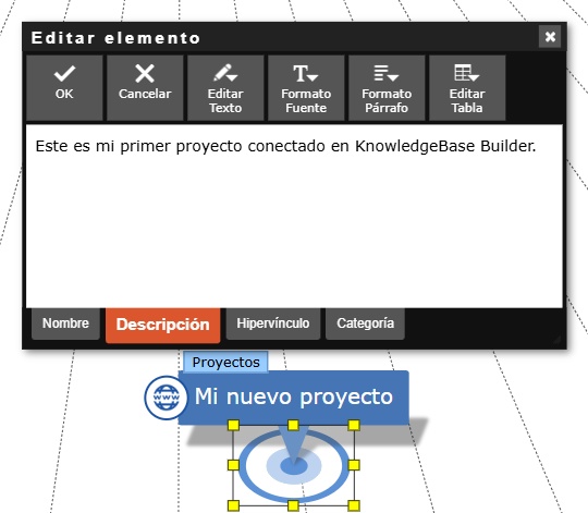 Cuadro de diálogo de propiedades en la pestaña 'Descripción' con la descripción completa